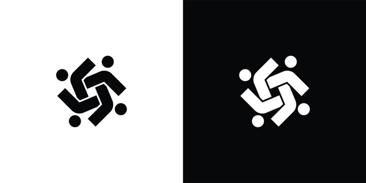 A stylized logo featuring interconnected human figures in a circular formation