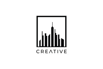 Fototapeta premium City skyline logo with skyscrapers and urban landscape