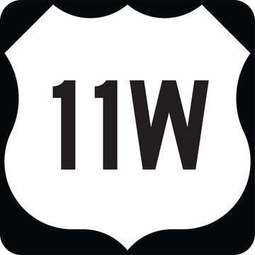 US Route 11W Highway Shield Highway Marker Design Editable Vector