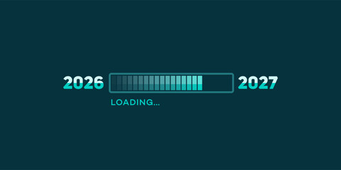 Obraz premium Loading bar from 2026 to 2027 New Year countdown concept