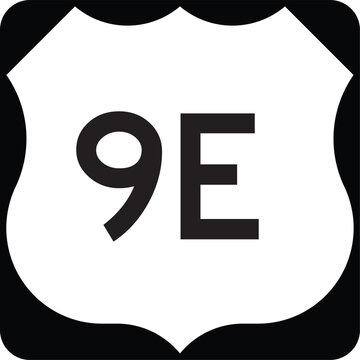 US Route 9E Highway Shield Highway Marker Design Editable Vector