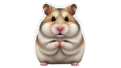 Adorable hamster with a cute expression and tiny paws on a black background