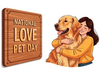 Woman Hugging Happy Golden Retriever for Pet Love Celebration