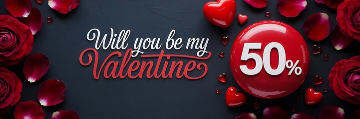 Live valentines sale promotion with heart decorations
