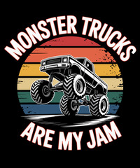 Monster Trucks Are My Jam Engines Truck Car Lovers Trucker © Puddin98