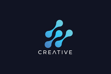 Modern Minimalist Technology Logo Design Template on Black Background