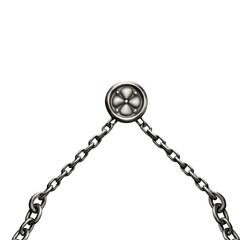 Silver metal hanging chain isolated on white: Realistic steel necklace or sign holder