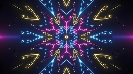 Colorful abstract neon kaleidoscope star background
