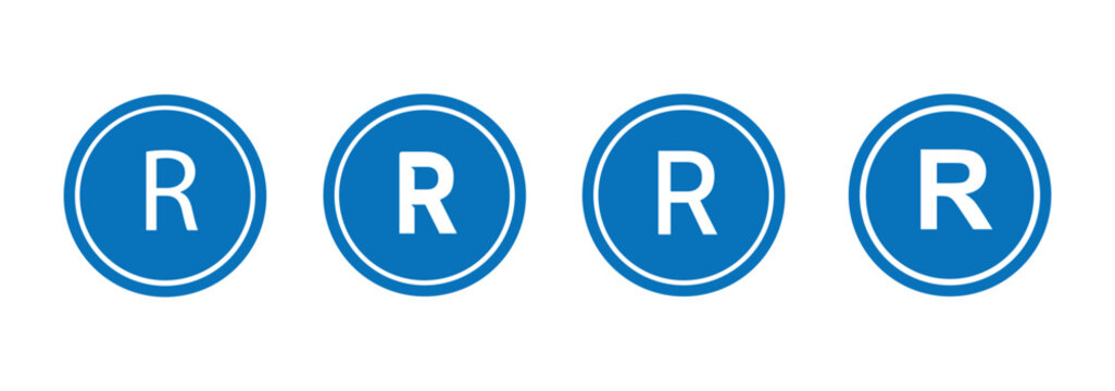 Registered trademark symbol pattern, multiple R in circle, intellectual property branding, legal registration mark, vector seamless icon set for commercial use