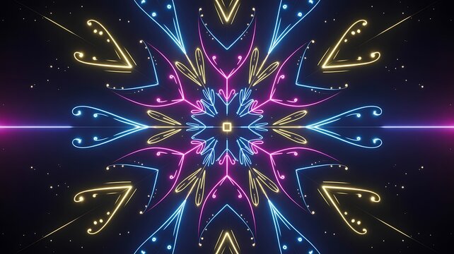 Colorful abstract neon kaleidoscope star background
 - Powered by Adobe