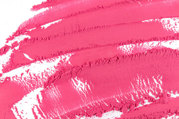 Abstract background of pink blush. Beautiful brushstrokes of dry blush on a white background. texture of decorative cosmetics. layout for design