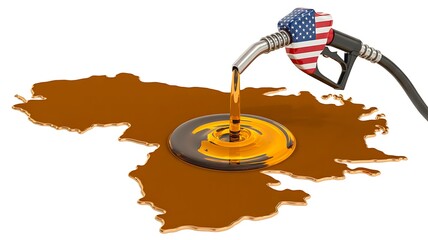 Fuel pump pouring oil shaped as country map concept
