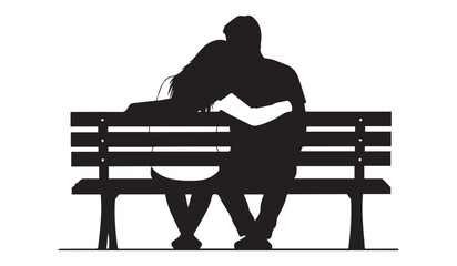 a silhouette of a couple intimately embracing on a park bench representing love companionship and peaceful moments together in nature