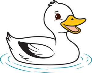 Cute cartoon duck swimming happy vector image
