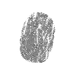 Vector black fingerprint background. Detailed fingerprint on grunge background symbolizing identity verification.