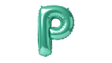 Green balloon letter p isolated on transparent background