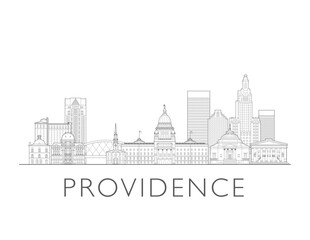 Obraz premium Providence Rhode Island cityscape illustration skyline drawing