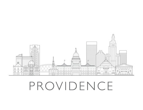 Providence Rhode Island cityscape illustration skyline drawing