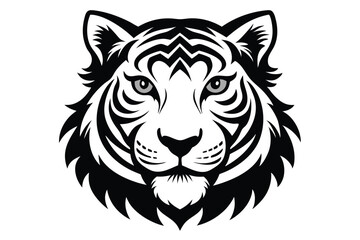 Fototapeta premium simple tiger head line art silhouette vector illustration