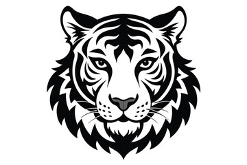 simple tiger head line art silhouette vector illustration