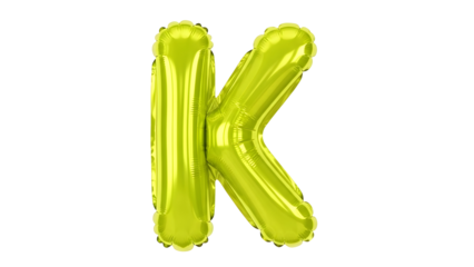 Green balloon letter k isolated on transparent background