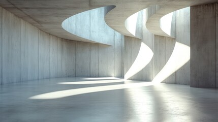 This captivating image showcases a modern architectural interior, featuring elegant curves and soft light creating a harmonious, serene atmosphere perfect for contemporary design.