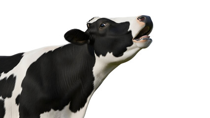 Black and white cow portrait isolated on transparent background