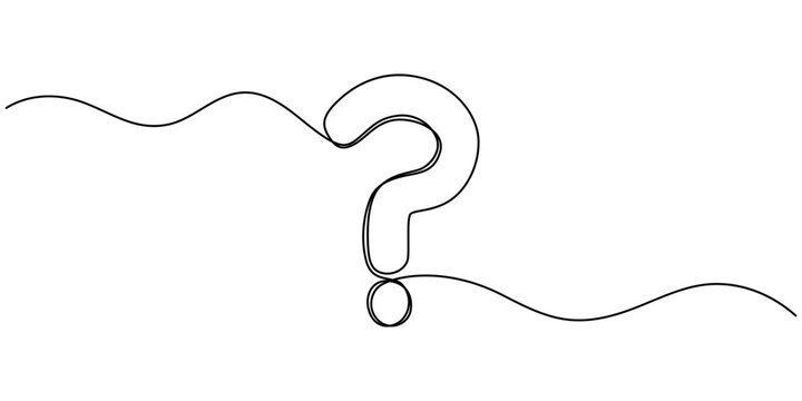 Question mark vector one line drawing illustration