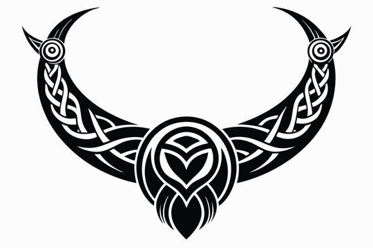 celtic torc necklace line art silhouette vector illustration