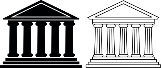 Fototapeta premium Building icon with classical columns