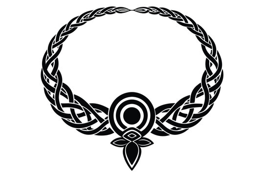 celtic torc necklace line art silhouette vector illustration
