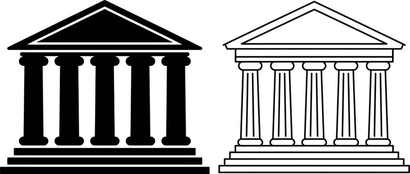 Building icon with classical columns