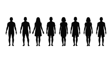 Silhouettes of diverse individuals isolated on white background, Vector © Juma