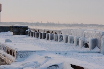 frozen lake in winter