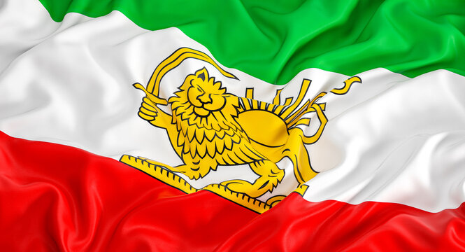 3d Iran flag with lion and sun