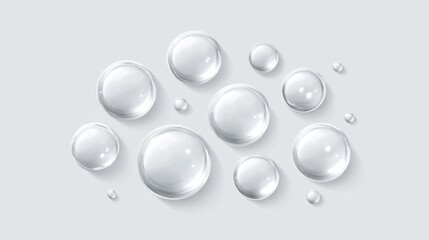 Abstract illustration of water bubbles on a light gray background