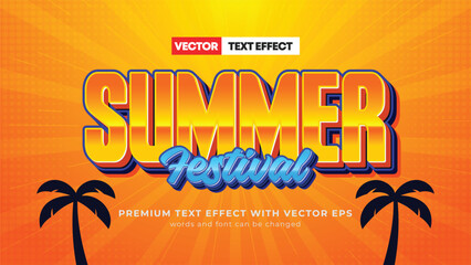 summer festival 3d editable text effect typography style template © D vector