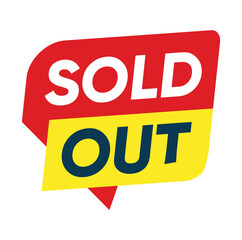 A red and yellow graphic illustration displaying the words SOLD OUT from a front viewpoint