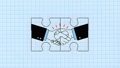 Business Partnership Handshake Puzzle Concept Illustration