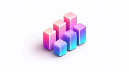 Obraz premium Abstract 3D bar graph illustration with vibrant gradient colors on white background