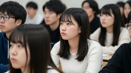 Obraz premium 大学の講義 授業を受ける大学生たち