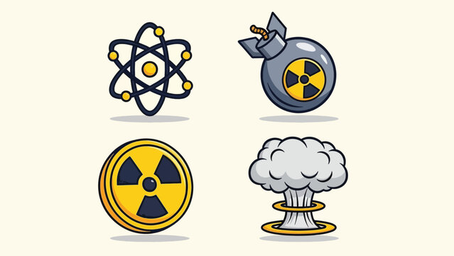 Set of Nuclear and Atomic Icons.