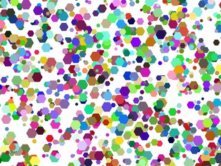 abstract hexagons art multicolor on white