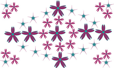 A seamless pattern of colorful abstract flowers with stars for decorative wallpaper and textile design © Gopi