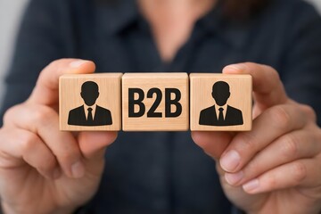B2B marketing concept. business to business, e-commerce, Professional business and commerce collaboration. wooden block with B2B icon.