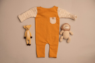 Newborn clothes with toys and flowers in a beautifully folded position for a photo © VideofotKA