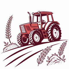 Red tractor in a field © Lap