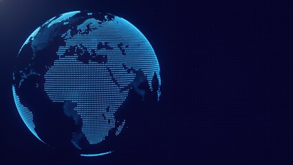 Digital globe illuminated with blue dots showcasing the earth in a connected worldwide digital world environment