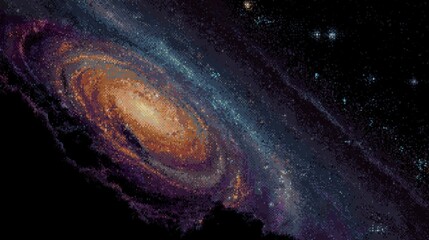 Swirling galaxy in deep space with stars