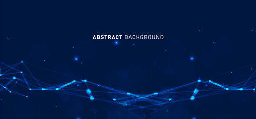 Digital technology speed connect blue green background, cyber nano information, abstract communication, innovation future tech data, internet network connection, Ai big data, line dot illustration 3d